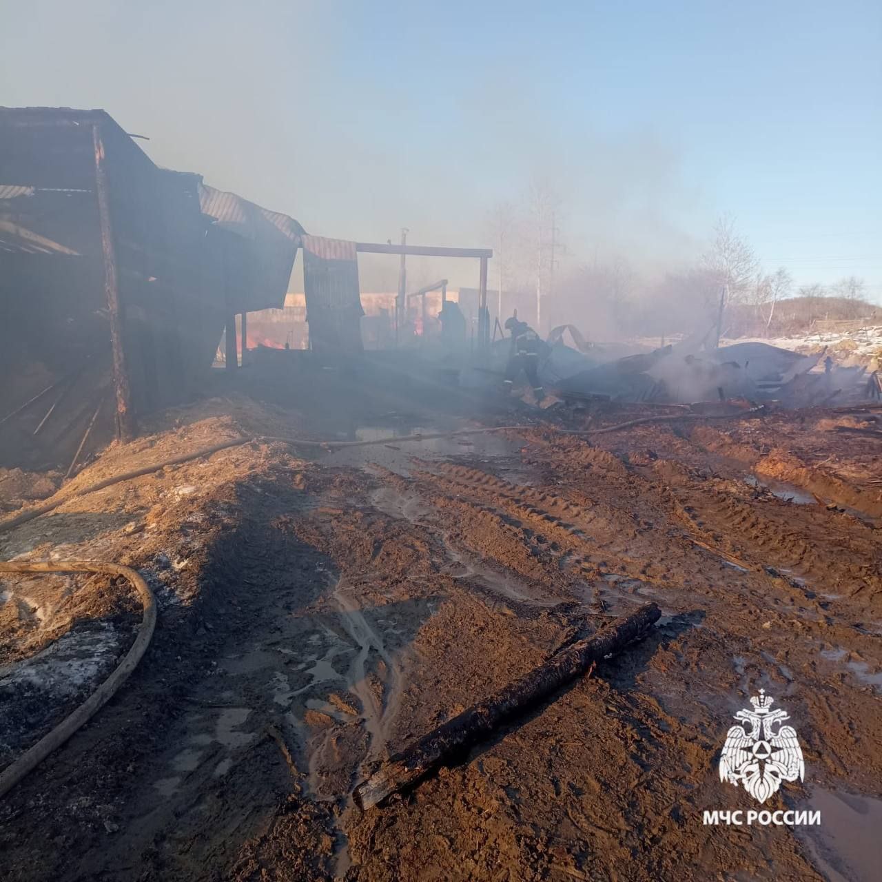 Бытовка для рабочих сгорела на лесоперерабатывающем предприятии в Амурске Бытовка для рабочих сгорела на лесоперерабатывающем предприятии в Амурске