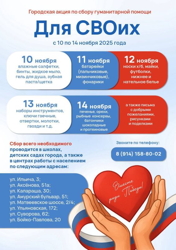 Городская акция по сбору гуманитарной помощи "Для СВОих"