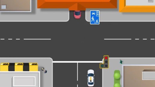 Обязан ли водитель белого ТС уступить красному авто при повороте налево?