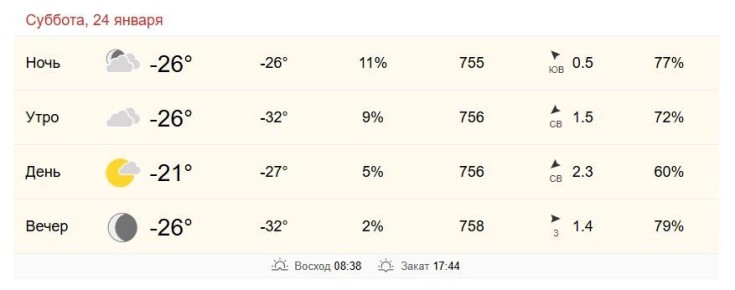 24 ������ � ���������� �� -26 �� -21 ��������