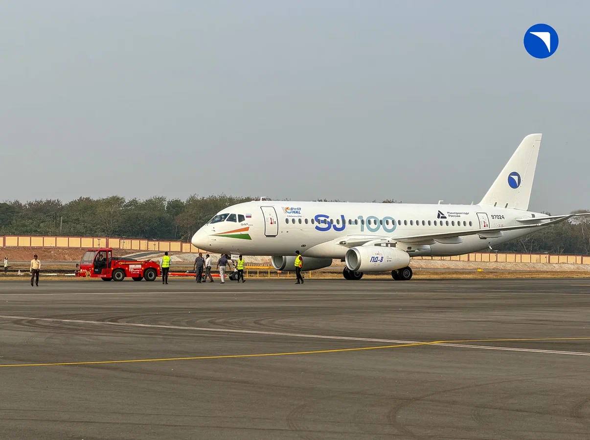 Импортозамещённый «Суперджет-100», собранный на Комсомольском-на-Амуре авиазаводе, прибыл на международную авиавыставку Wings India в Индию