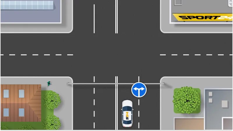 В каком направлении позволено продолжить движение водителю белого ТС?