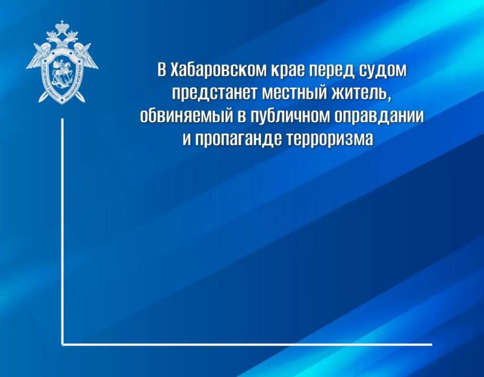 В Хабаровском крае перед судом предстанет местный житель, обвиняемый в публичном оправдании и пропаганде терроризма